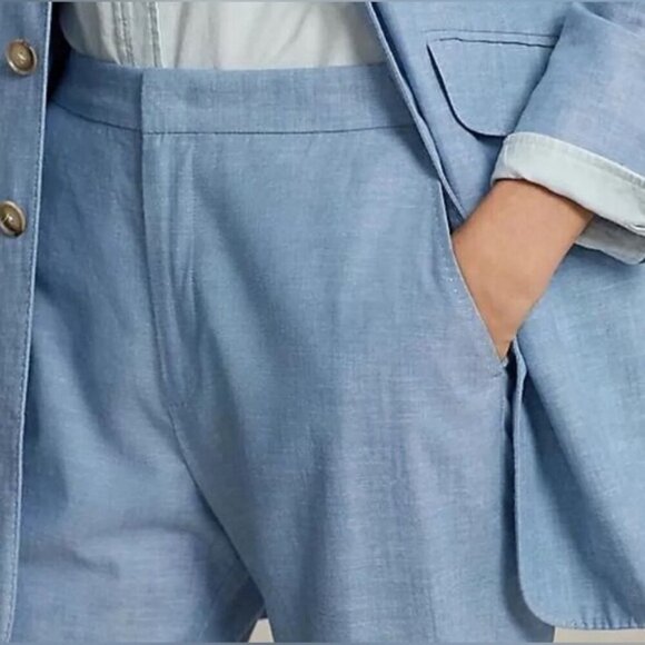 NWOT POLO RALPH LAUREN Kick Flare Crop Pants Chambray Blue 100% Cotton Size 14 - Picture 4 of 14